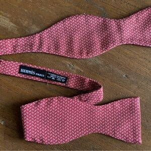 Hermes Paris Silk Woven Bow Tie Red Background